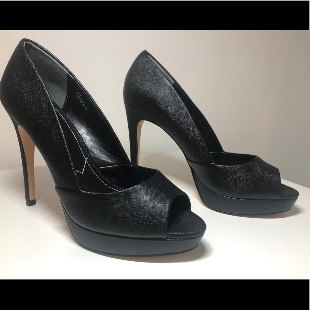 Black leather heels